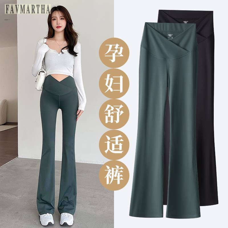 FAVMARTHA孕妇裤子春秋外穿喇叭裤秋季低腰瑜伽鲨鱼裤长裤秋冬款