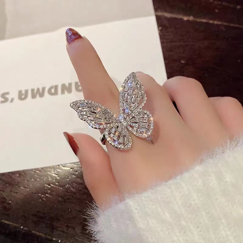 铜合金戒指 D449 开口指环网红轻奢时尚小众简约超仙蝴蝶戒指