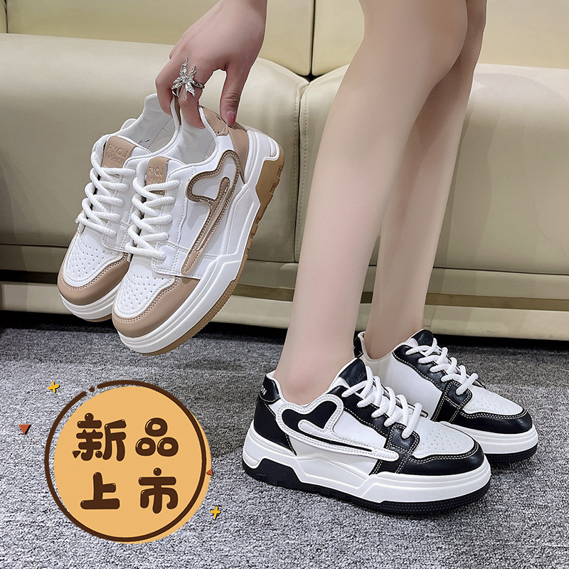 女鞋2023新款百搭鞋子秋季in潮鞋厚底板鞋女款休闲鞋运动小白鞋