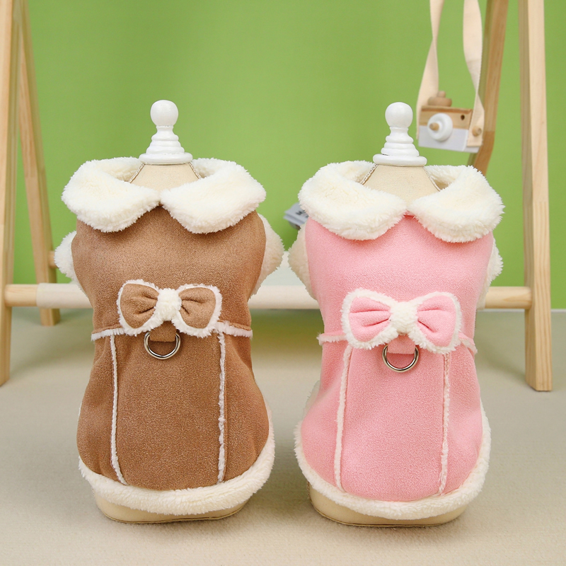 小狗狗衣服秋冬装新款泰迪比熊猫咪马甲小型犬宠物皮鹿可牵引棉衣