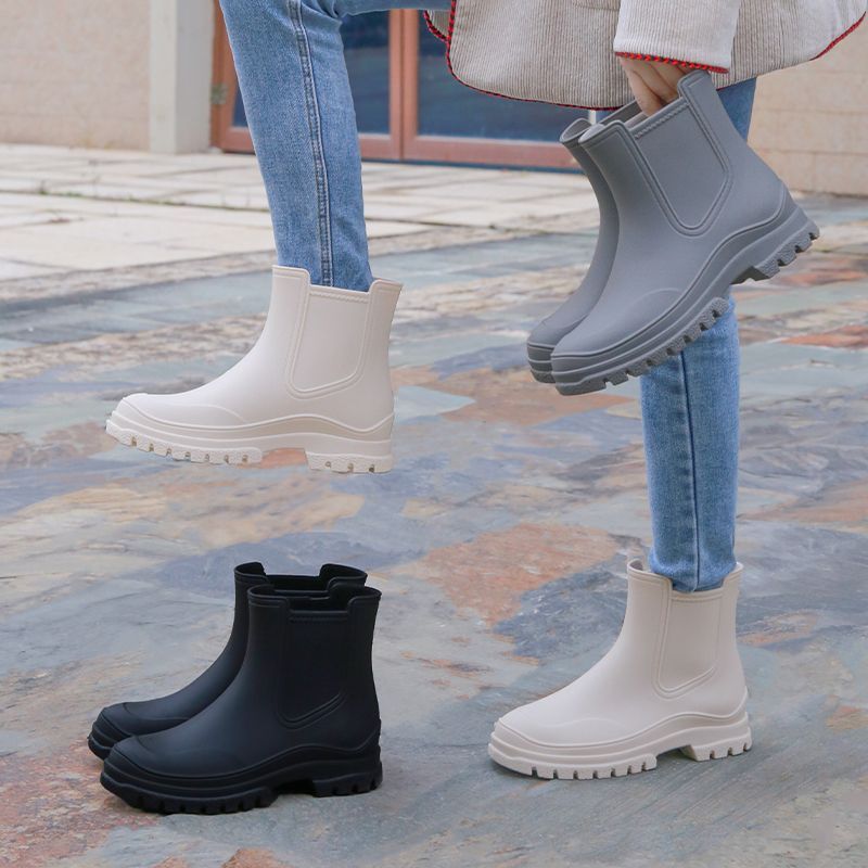 切尔西雨鞋女款英伦短款高弹外穿软底雨靴踩屎感短筒防水防滑水鞋