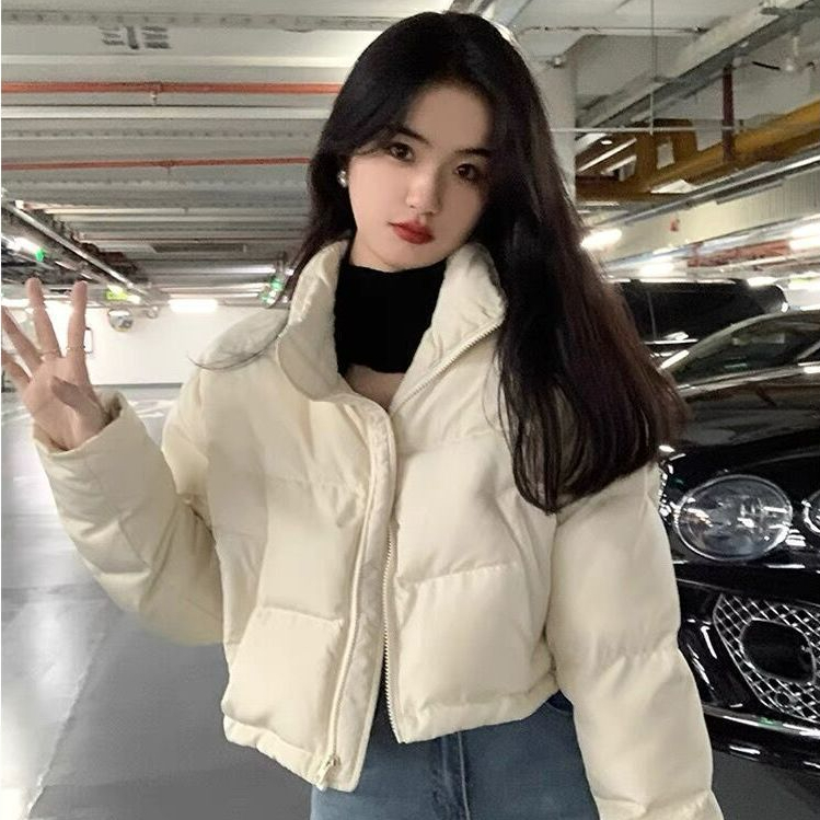 羽绒衣小个子韩系白色短款立领羽绒棉服女冬季2024年新款棉衣外套