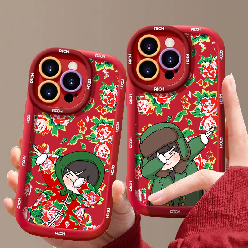 新年东北大花布苹果14promax手机壳科目三iphone15全包13 12 11