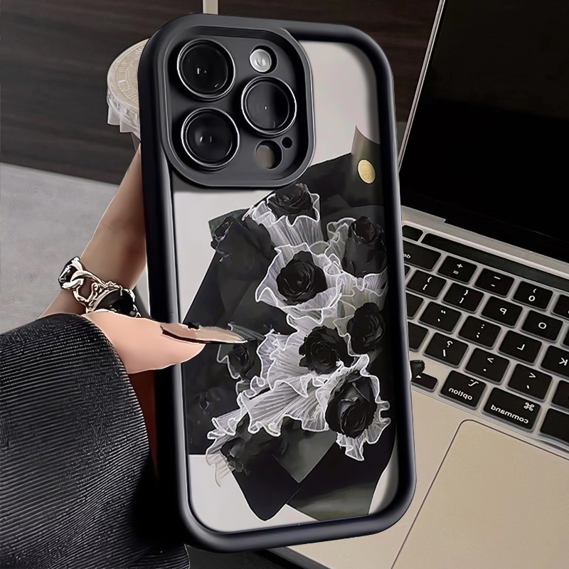 暗黑玫瑰iPhone15ProMax手机壳苹果14PRO高级13硅胶1211全包xsxr