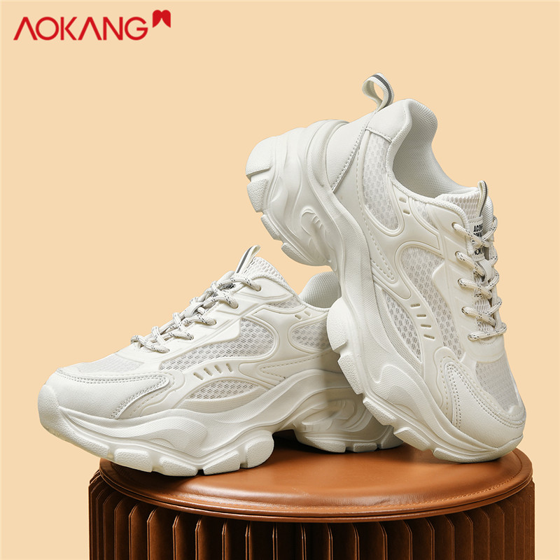 Aokang/奥康2024龙年新款日常休闲保暖百搭冬季潮流厚底网面女鞋