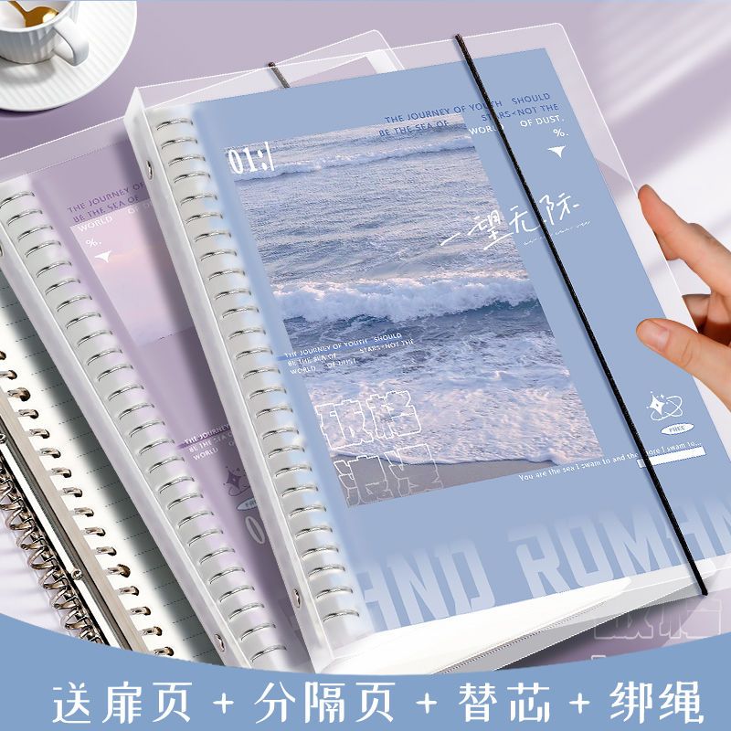 B5活页本小清新文艺可拆卸外壳线圈网格本a5笔记本本子高颜值ins