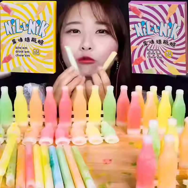 网红零食蜡瓶糖可食用蜡瓶糖果酱夹心蜡瓶糖爆浆爱因斯坦的脑子