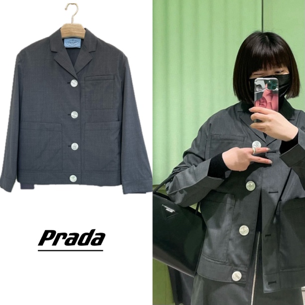 未使用 Prada/普拉达 Prada 女士气质灰休闲外套 WCO30004
