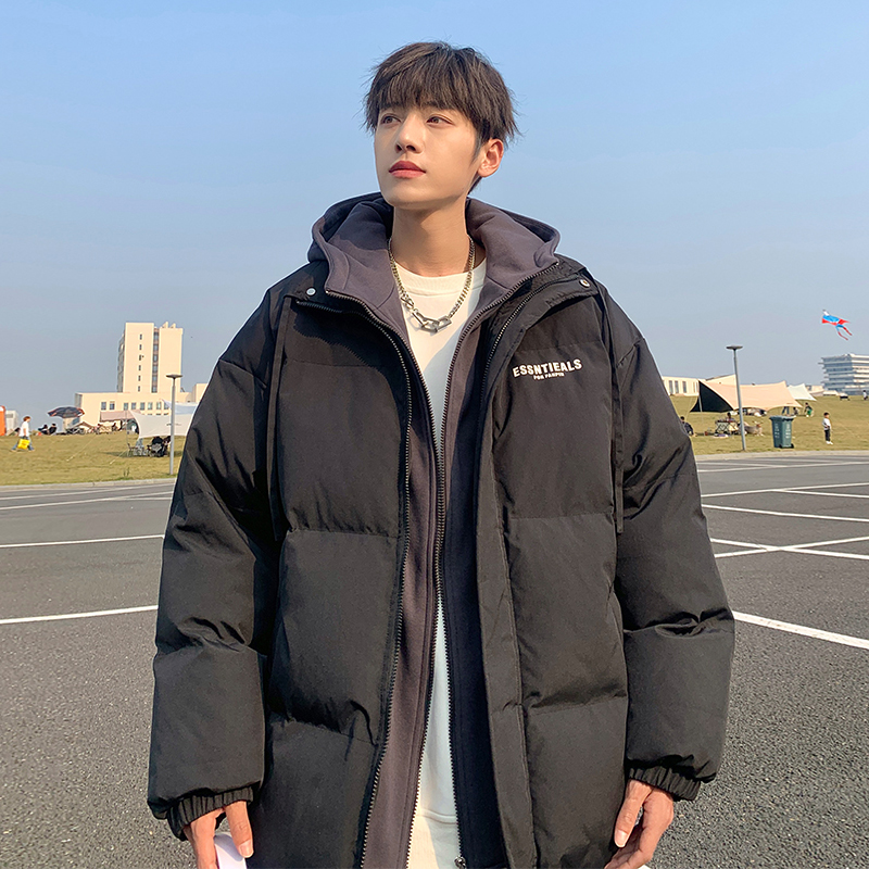 oversize美式复古假两件棉服男冬季保暖外套加厚防风棉衣袄子潮牌