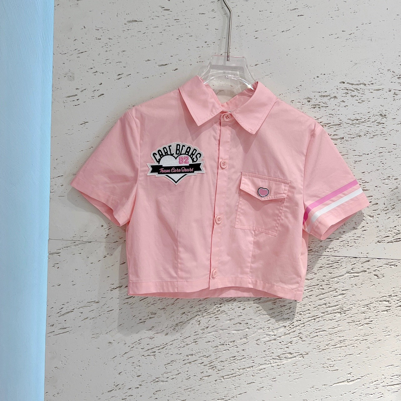 学院风 小熊短款衬衣女