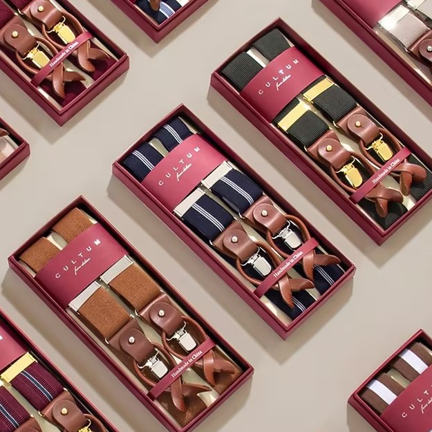 CULTUM男式真皮背带夹Y型吊带成人西服吊裤带男士西裤松紧两用扣