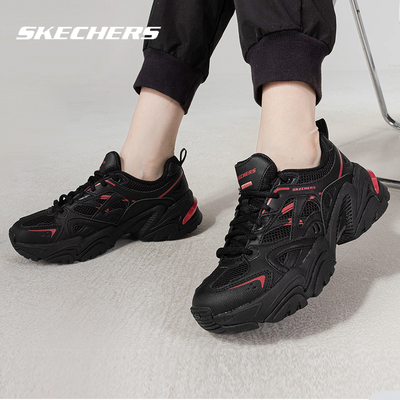 Skechers斯凯奇休闲鞋女新款复古老爹鞋透气机甲鞋轻便缓震运动鞋