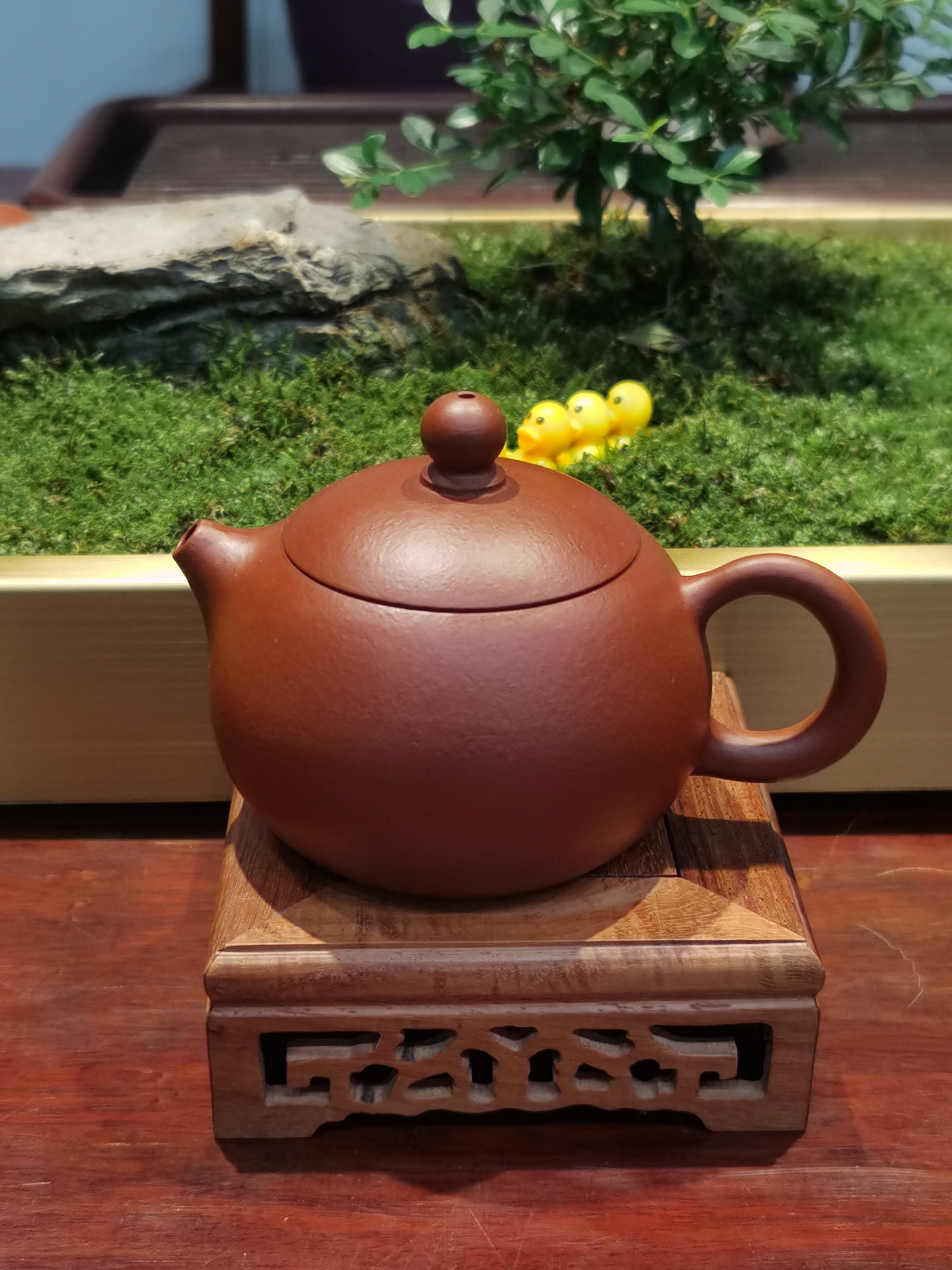 朱泥紫砂手制西施茶壶（高爱华作品）全手工紫茄泥水平壶西施壶