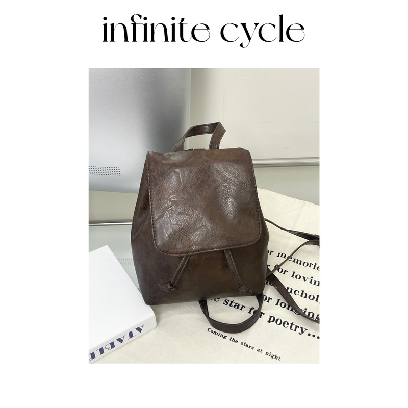 【801】infinite cycle小巧复古棕色双肩包简约文艺百搭双肩包