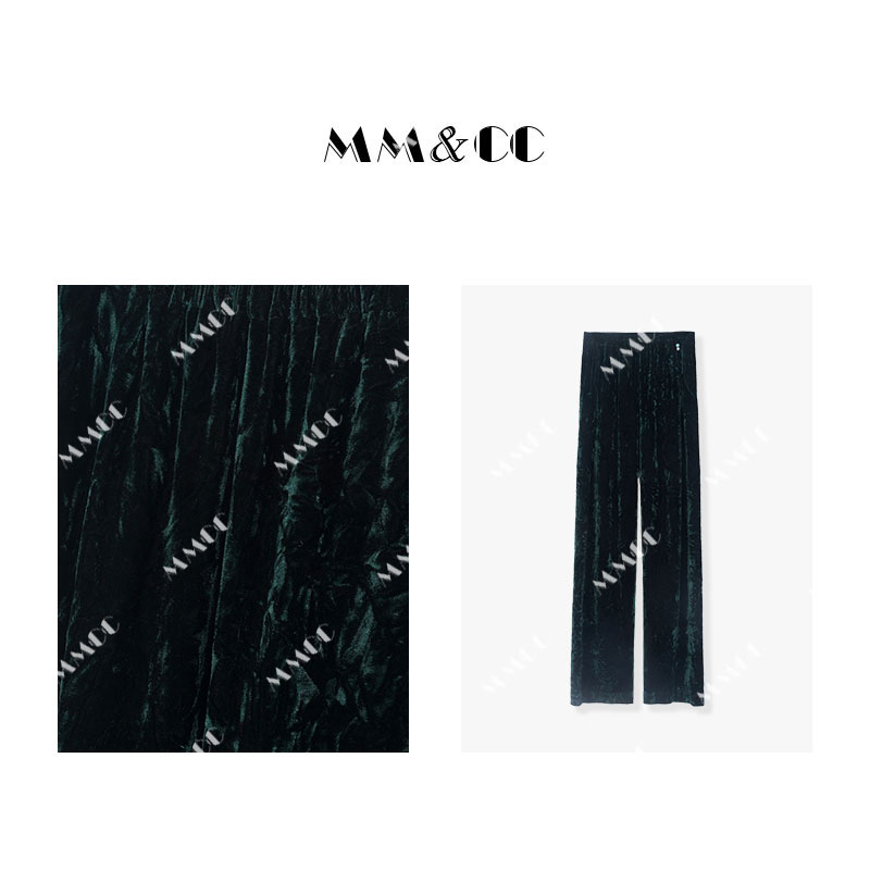 【压皱绒】丝绒裤~新中式百搭裤子女秋冬高腰休闲松紧腰阔腿裤E6718