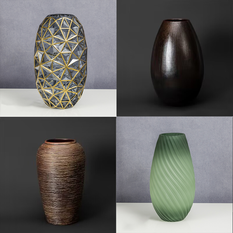 花瓶 山茶花玉兰花仿真花假花插花单瓶 摆件现代简约中式创意客厅