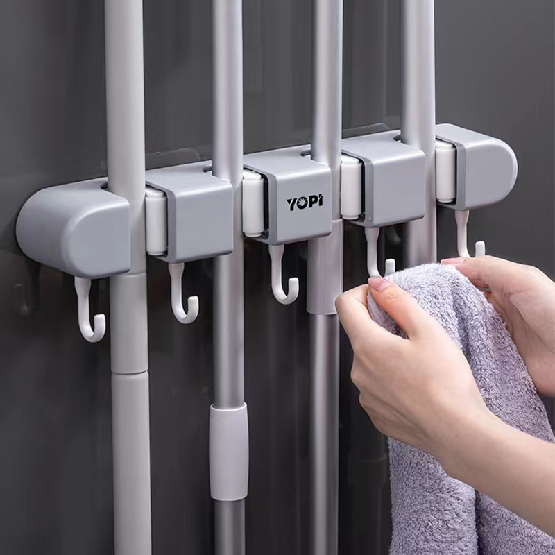 拖把夹多功能拖把架免打孔卫生间挂架壁挂收纳厨房浴室挂架神器