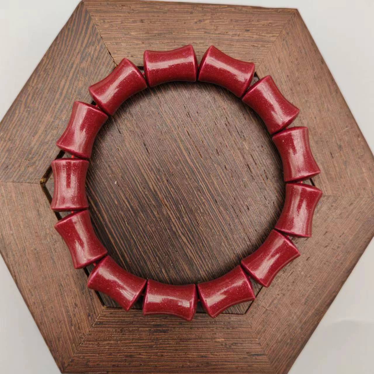 含辰砂工艺品GA206-紫金砂9mm+竹节形桶珠简约单圈手串