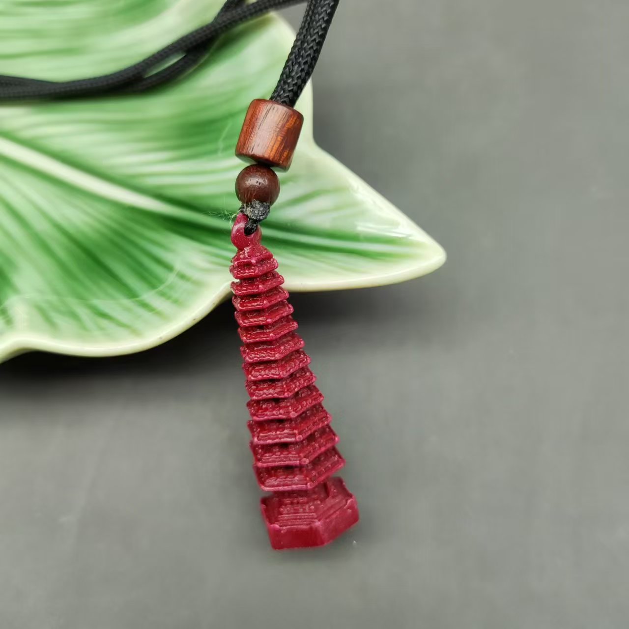 含辰砂工艺品GA152-朱砂紫金砂塔吊坠