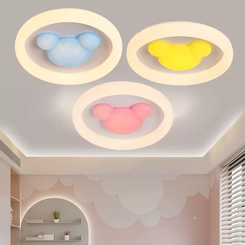 米奇个性可爱创意简约女孩吸顶灯儿童房护眼顶灯卡通节能圆形时尚
