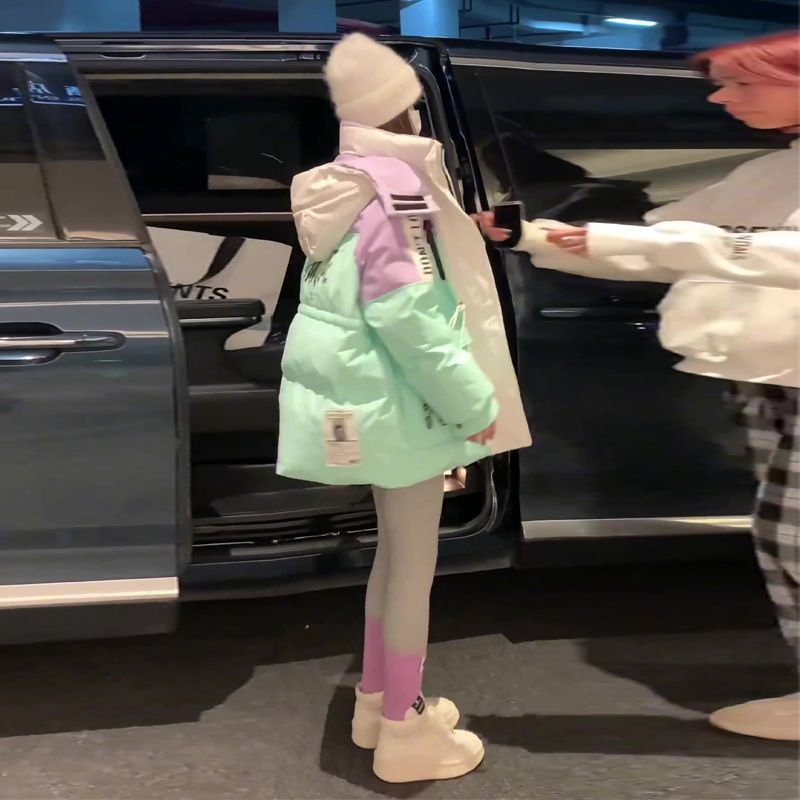 羽绒服女2023冬季新款欧货炸街时尚工装撞色爆款宽松白鸭绒外套潮