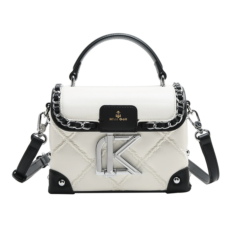 Miss Gail时尚潮流百搭女士斜挎包1436黑白