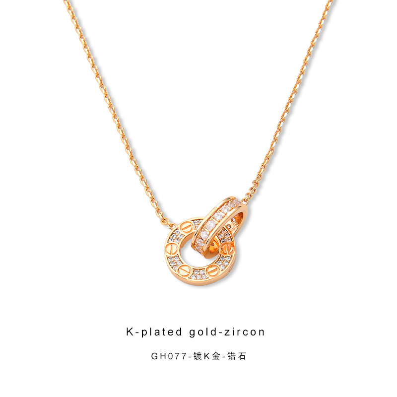 CNC精工项链 经典双环项链高级感锁骨链GH077