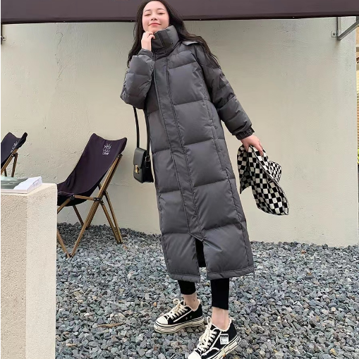 新款黑色羽绒服年新款女冬情侣加厚长款棉袄长过膝到脚踝
