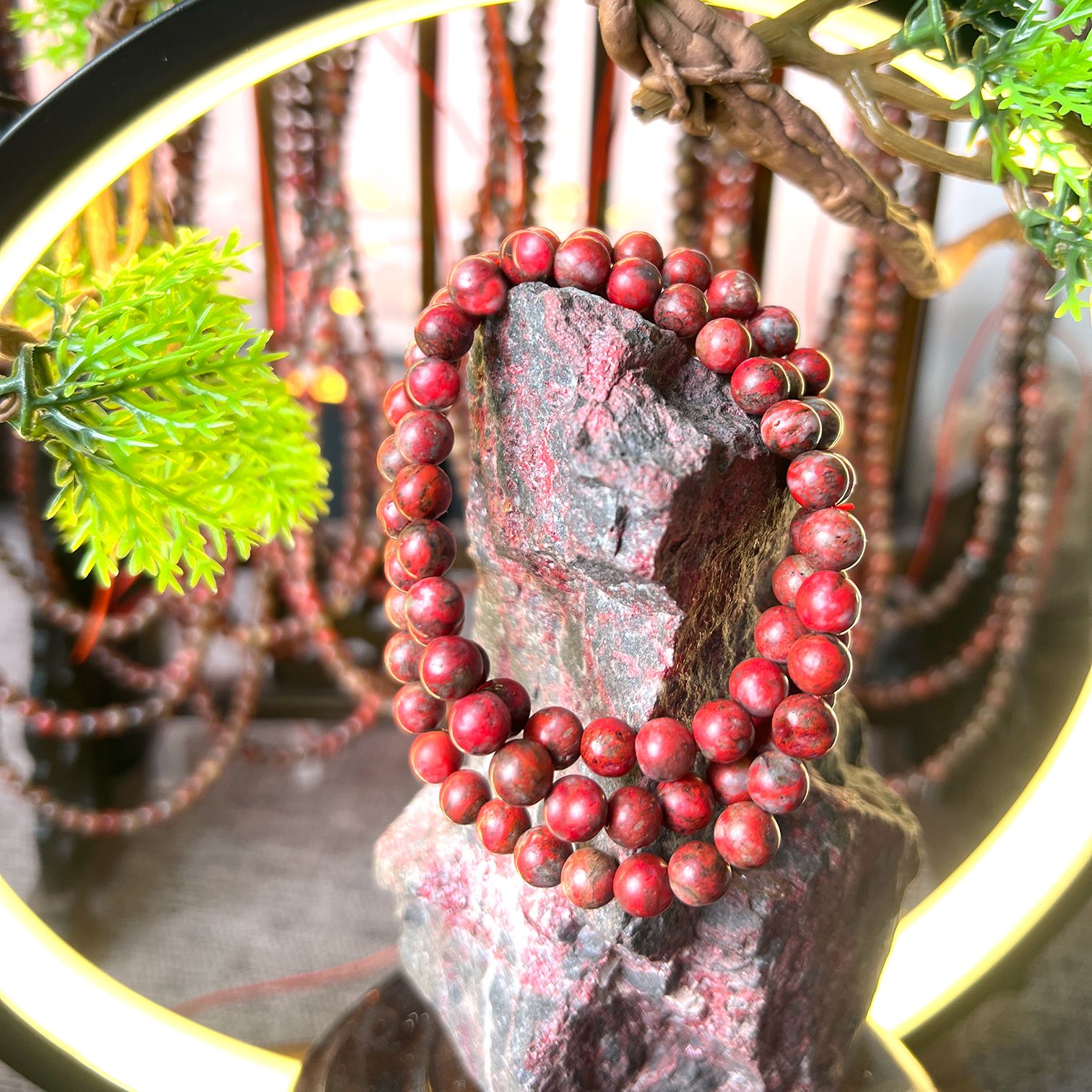 天然辰砂天然原石朱砂多圈手链（直播间一物一拍）