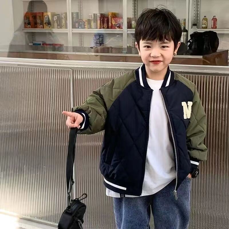 [现货现发]男童冬装加棉外套2025新款中大儿童棉袄洋气棒球服棉衣