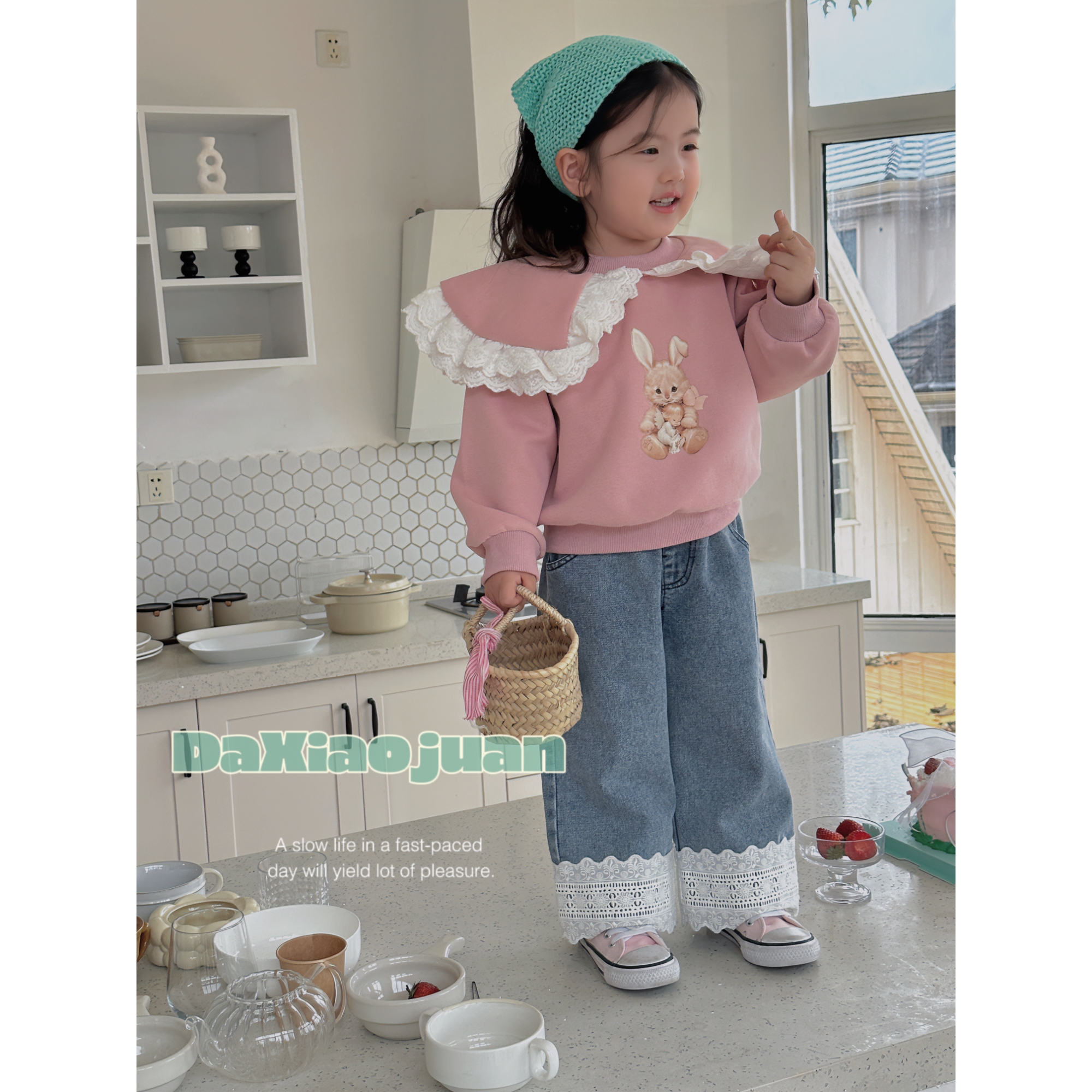 【sengu.kids】2024春季新款女宝宝花边牛仔裤-30075【大小卷】