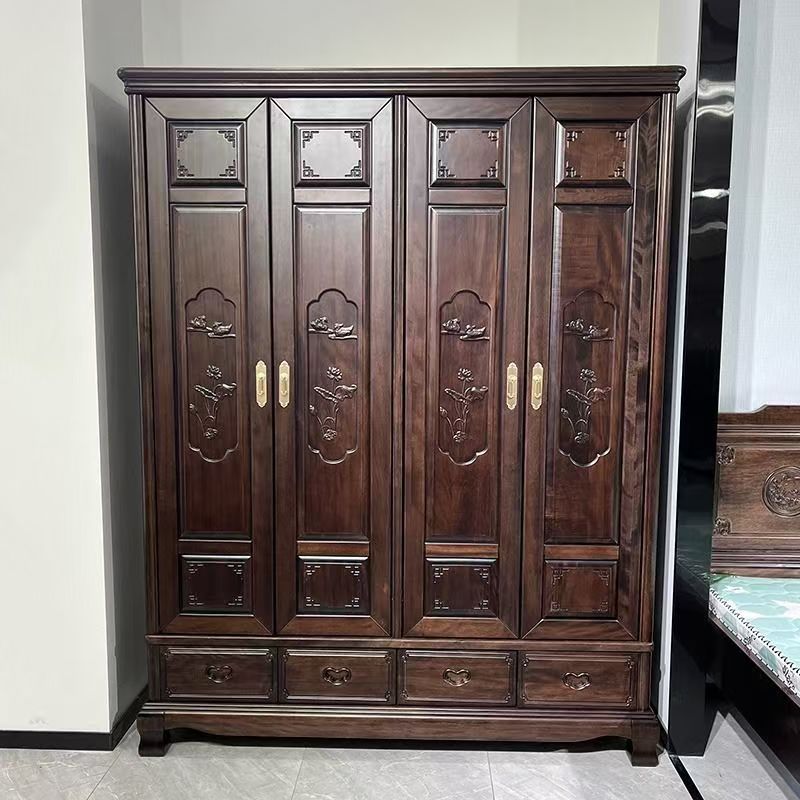 实木衣柜中式南美檀木四门六门主卧柜子成套大衣厨主卧古典大衣柜