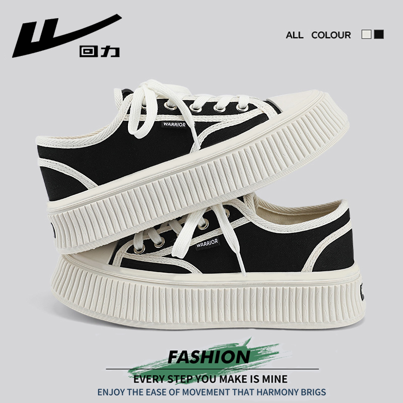 Warrior/回力女鞋帆布鞋2025春夏小白鞋小众百搭鞋子厚底饼干板鞋