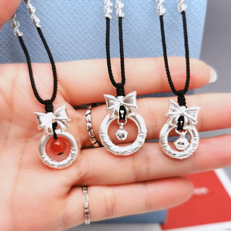 吊坠足银 在逃公主蝴蝶结铃铛祥云圈配件平安扣吊坠女足银999纯银