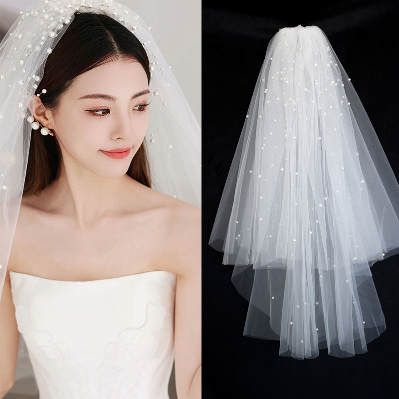 新娘头纱主婚纱蓬蓬头饰影楼造型领证感出嫁求婚拍照道具