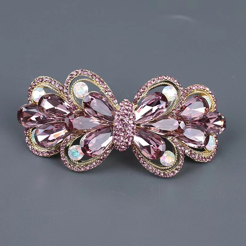 锌合金莫桑石发饰 轻奢发夹后脑勺优雅水晶发卡水钻头发夹子头饰