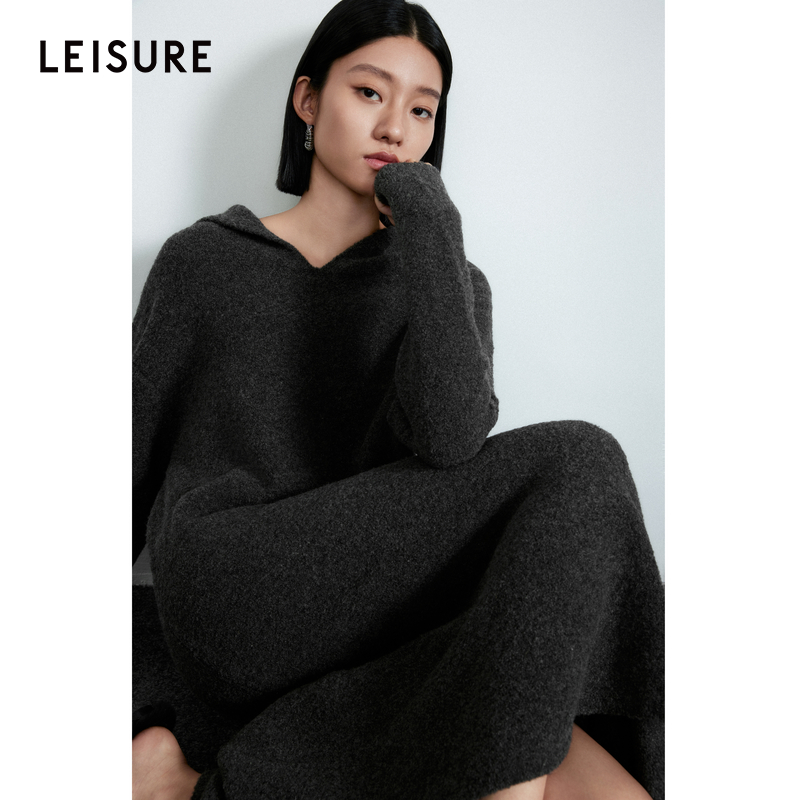 商场同款LEISURE丽雪智性通勤系列精纺圈圈纱连衣裙1022