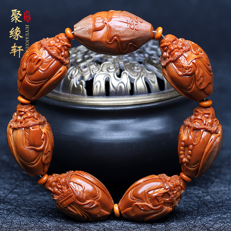 苏工雕刻2.1大籽包衣达摩橄榄核手串纯手工雕刻精品橄榄胡文玩男