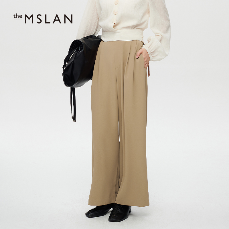 MSLAN秋季新款百搭显瘦阔腿裤设计限定款高腰垂感休闲裤 MDCV6804