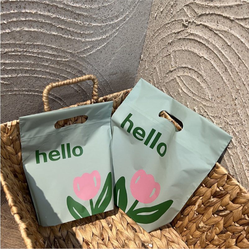 郁金香薄荷绿手提袋内衣袋磨砂小袋子饰品袋化妆品塑料袋定制logo