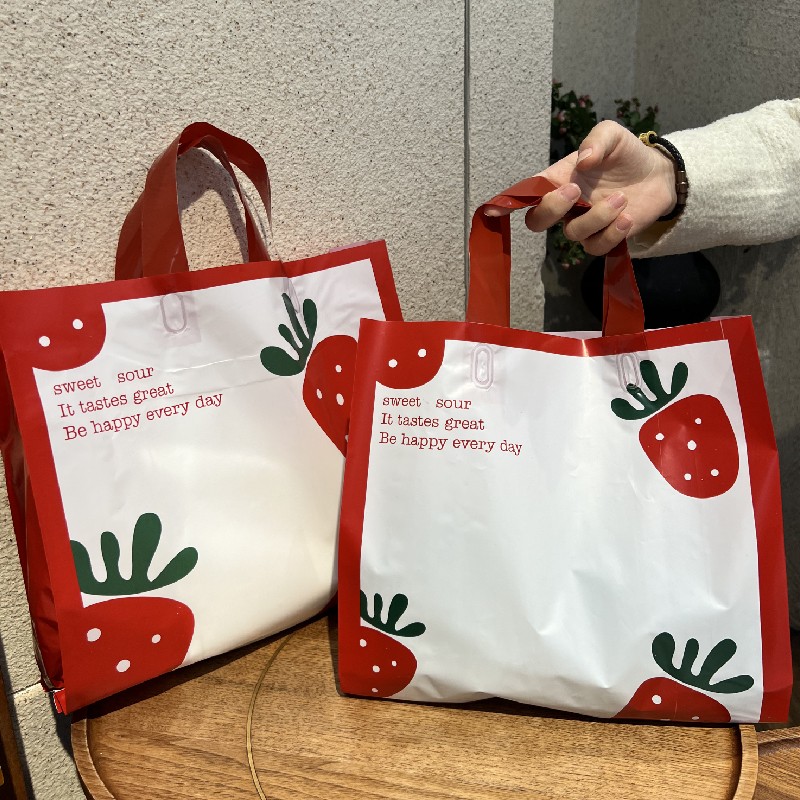 草莓童装塑料手提袋加厚服装袋服装包装袋购物袋袋子定制礼品袋