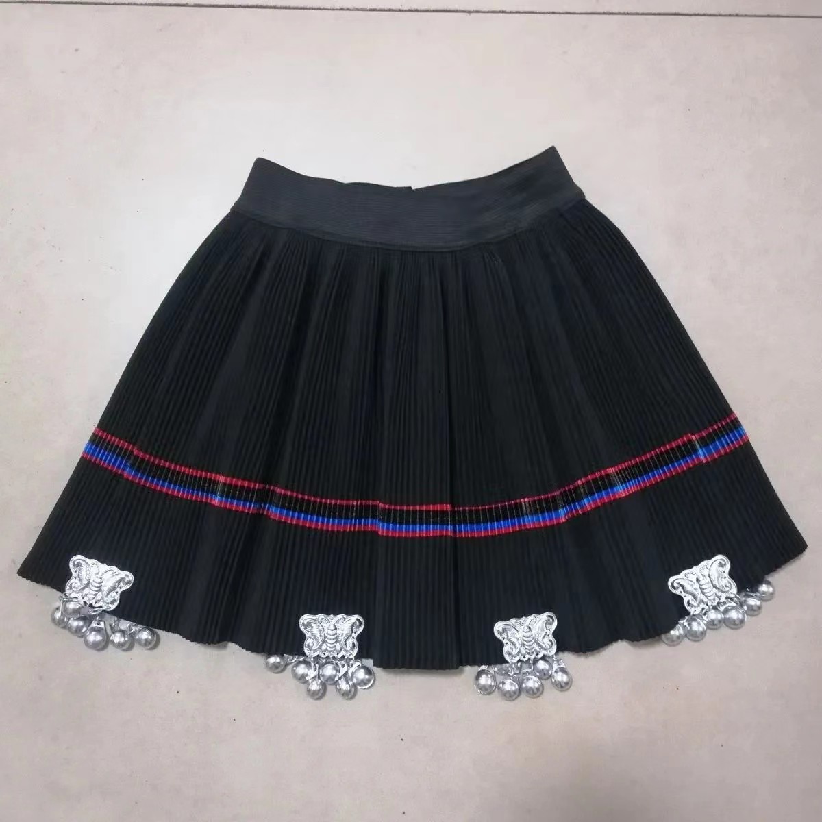 少数民族百皱短裙苗族短款舞台表演裙子网红旅游拍照裙子百褶裙