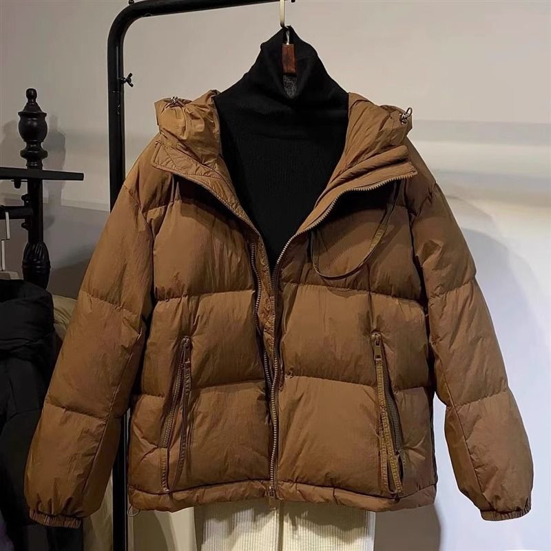 乐甄选羽绒服秋冬季韩版短款加厚保暖羽绒服女连帽外套小个子宽衣