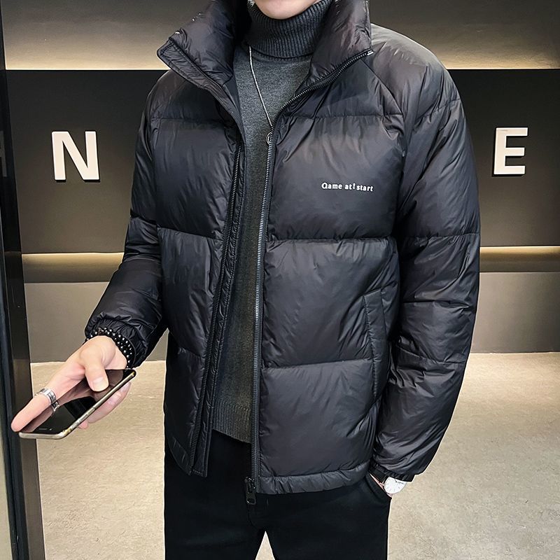 轻薄羽绒服男士简约休闲纯色短款冬季新款潮牌帅气保暖立领