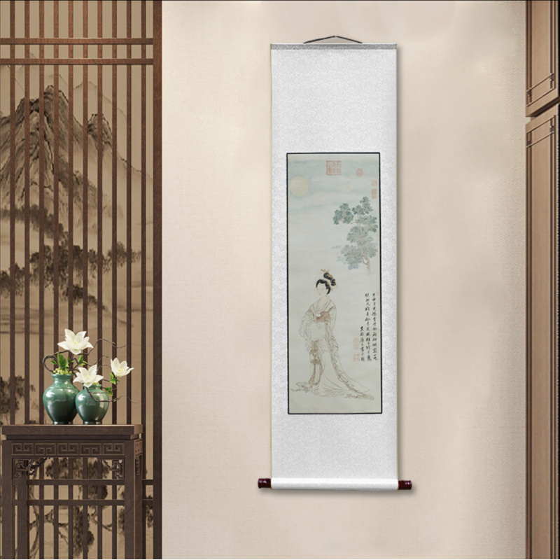 【精品复仿】唐寅《嫦娥奔月图》馆藏级高清艺术微喷工艺非手绘