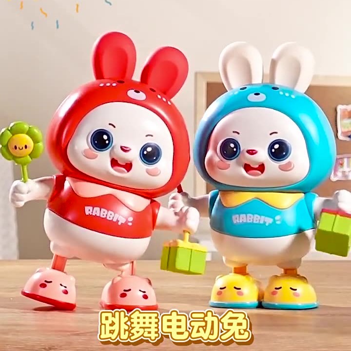新款48歌曲婴儿玩具兔子练习抬头训练神器电动唱歌跳舞小福兔宝宝