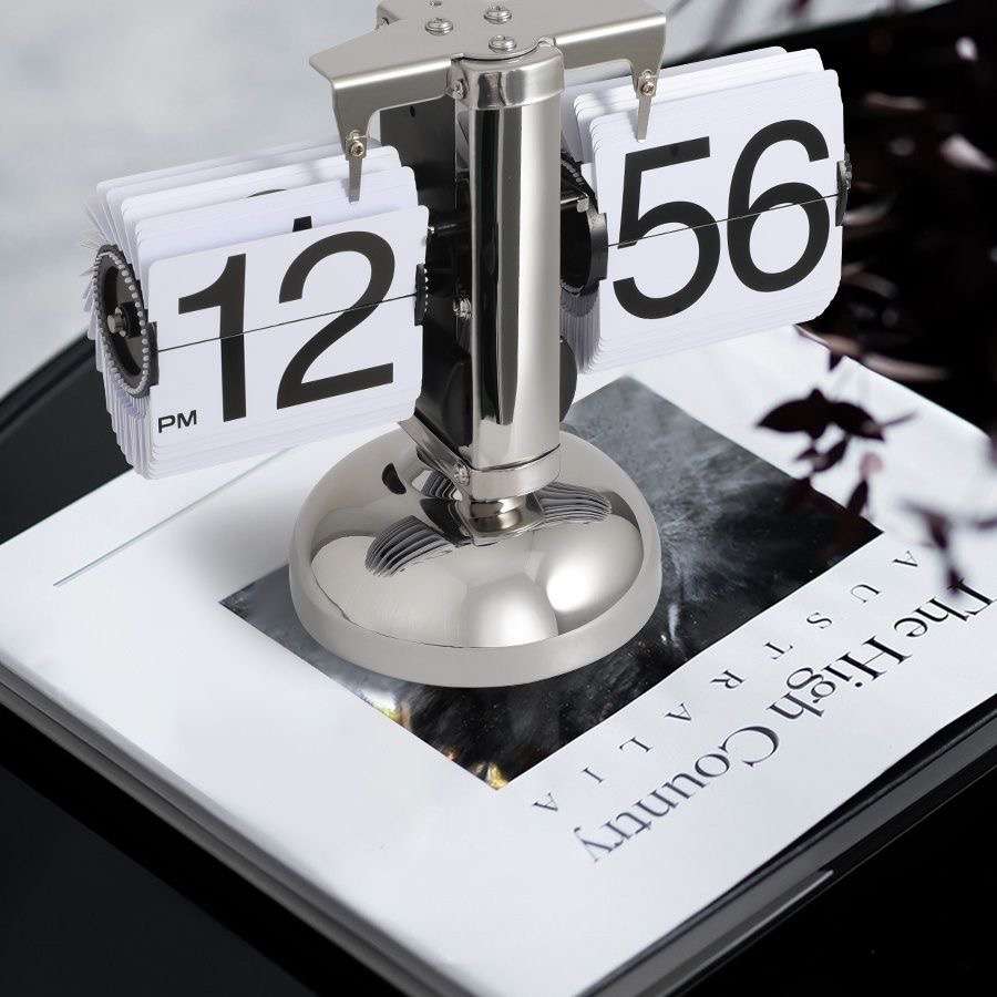 自动翻页钟复古简约家居客厅座钟小天平机械翻页时钟桌搭电竞创意