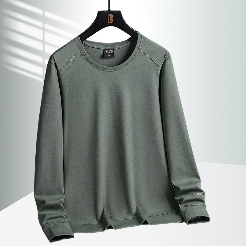 跨境长袖卫衣男2024年新款秋冬季内搭运动上衣圆领套头大码卫衣男