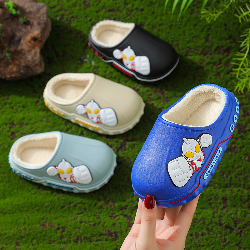 ABCYEEF冬季新款儿童棉拖鞋男女童保暖加绒棉鞋防滑居家包跟宝宝