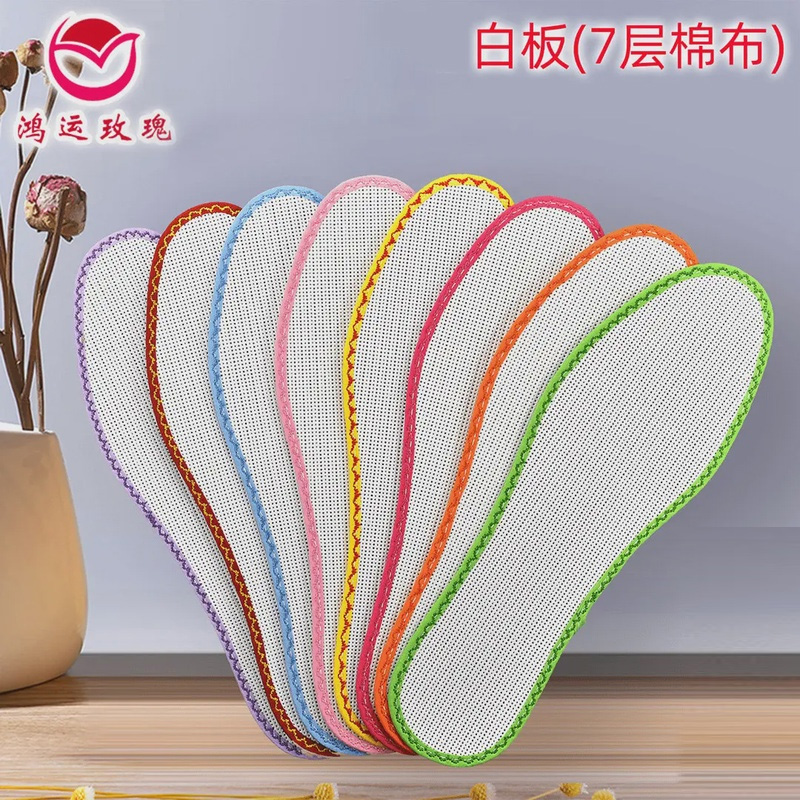 鸿运玫瑰【小格】十字绣鞋垫纯手工自己绣七层纯棉半成品花边白板